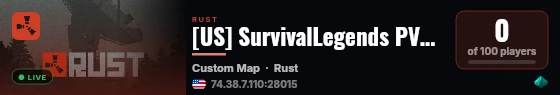 [US] SurvivalLegends PVE 2x | Custom Items | Custom Map | Skill live status badge