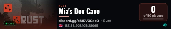 Mia's Dev Cave live status badge