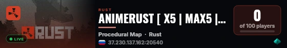 ANIMERUST [ X5 | MAX5 | LOOT+ | SKINS | KITS ] WIPE 04.09 live status badge
