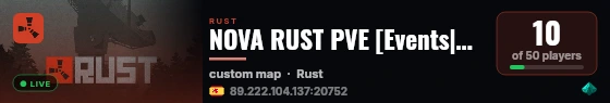 NOVA RUST PVE [Events|Raids|Boss|Quest|SkillTree][FULLWIPE 20-0 live status badge