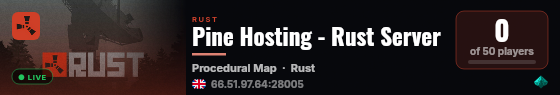 Pine Hosting - Rust Server live status badge