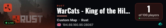 WarCats - King of the Hill Server live status badge