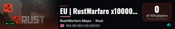 EU | RustWarfare x1000000 | BATTLEFIELD | FUN CUSTOM VEHICLES | live status badge