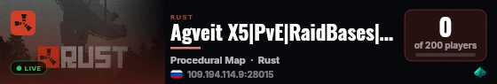 Agveit X5|PvE|RaidBases|Events|Bots|Wipe 20/08| live status badge