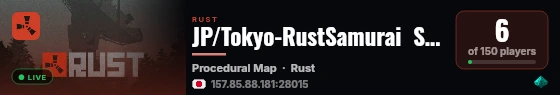 JP/Tokyo-RustSamurai  Solo/Duo/Trio 初心者/社会人wip9/11 live status badge
