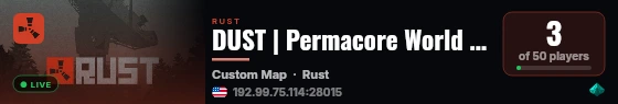 DUST | Permacore World (public-alpha-testing) live status badge