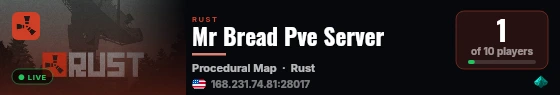 Mr Bread Pve Server live status badge