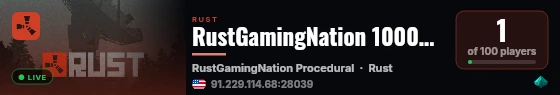 RustGamingNation 1000x PvE [Events|Purge|Zombies|SkillTree] live status badge