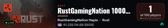 RustGamingNation 1000x HAPIS PvE [Events|Purge|Zombies|SkillTre live status badge