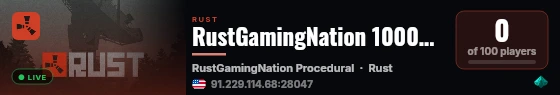 RustGamingNation 100000x PvE [Events|Purge|Zombies|SkillTree] live status badge