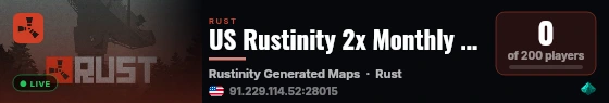 US Rustinity 2x Monthly Large Vanilla+ [No BP Wipes] live status badge