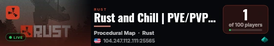 Rust and Chill | PVE/PVP Hardcore | TP | Skinner live status badge