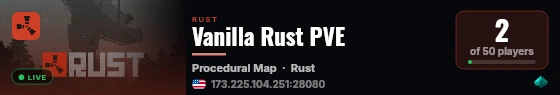 Vanilla Rust PVE live status badge