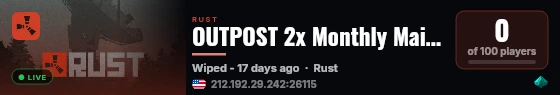 OUTPOST 2x Monthly Main | Just Wiped live status badge