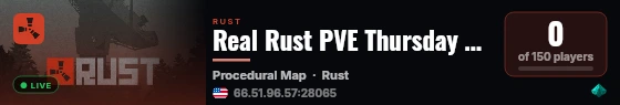 Real Rust PVE Thursday Wipes live status badge