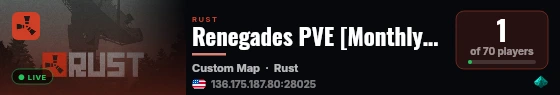 Renegades PVE [Monthly] | 5x | Purge | Quests & more live status badge