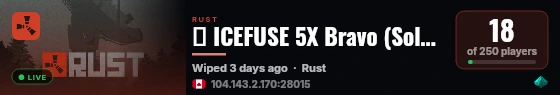 ⦿ ICEFUSE 5X Bravo (Solo/Duo/Trio/Quad|Shop|Kits|X5 WIPED) live status badge