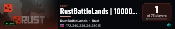 RustBattleLands | 1000000x | Raidable Bases | Events | PvP live status badge