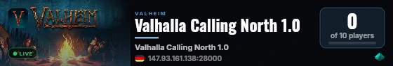 Valhalla Calling North 1.0 live status badge