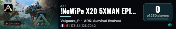 !NoWiPe X20 5XMAN EPIC+STEAM SHOP+KIT ARK2.EU VA - (v361.7) live status badge