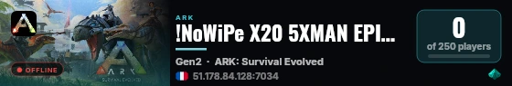 !NoWiPe X20 5XMAN EPIC+STEAM SHOP+KIT ARK2.EU G2 - (v361.7) live status badge