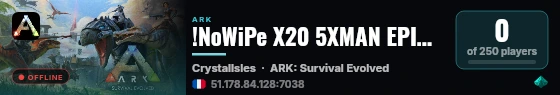 !NoWiPe X20 5XMAN EPIC+STEAM SHOP+KIT ARK2.EU CR - (v361.7) live status badge
