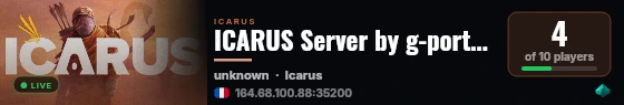 ICARUS Server by g-portal.com live status badge