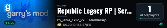 Republic Legacy RP | Servidor #1 live status badge