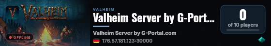 Valheim Server by G-Portal.com live status badge