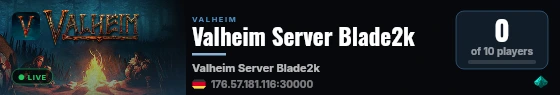 Valheim Server Blade2k live status badge