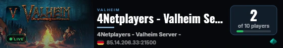 4Netplayers - Valheim Server - 1 - EL live status badge