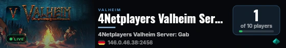 4Netplayers Valheim Server: Gabor csodalatos vilaga live status badge