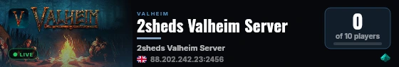 2sheds Valheim Server live status badge