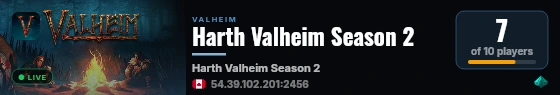 Harth Valheim Season 2 live status badge
