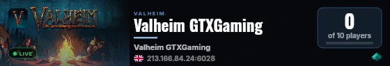 Valheim GTXGaming live status badge