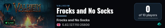 Frocks and No Socks live status badge