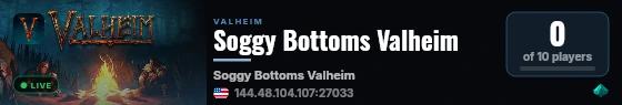 Soggy Bottoms Valheim live status badge