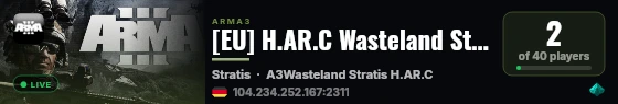 [EU] H.AR.C Wasteland Stratis HC|Bases live status badge