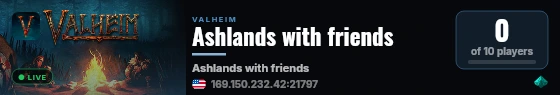 Ashlands with friends live status badge