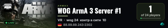 WOG ArmA 3 Server #1 live status badge