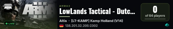 LowLands Tactical - Dutch ArmA 3 Clan live status badge