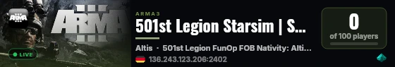 501st Legion Starsim | Server #04 | Training 1 live status badge