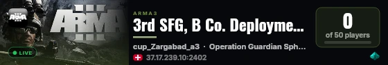 3rd SFG, B Co. Deployment Server live status badge