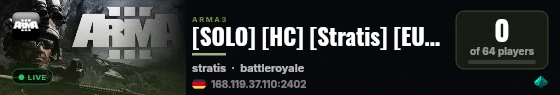 [SOLO] [HC] [Stratis] [EU21] battleroyalegames.com live status badge