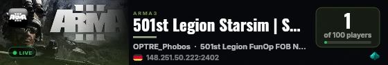 501st Legion Starsim | Server #03 | Funops live status badge