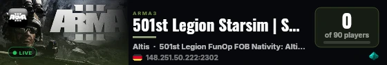 501st Legion Starsim | Server #01 | Main 1 live status badge