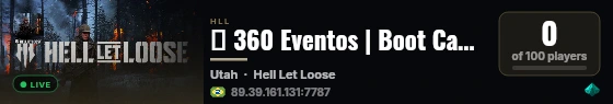 王 360 Eventos | Boot Camp Server live status badge