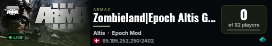Zombieland|Epoch Altis GER|ENG live status badge
