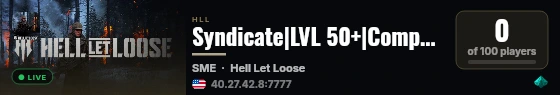 Syndicate|LVL 50+|Competitive Public Server live status badge