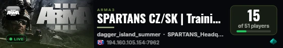 SPARTANS CZ/SK | Training | www.arma3spartans.com live status badge
